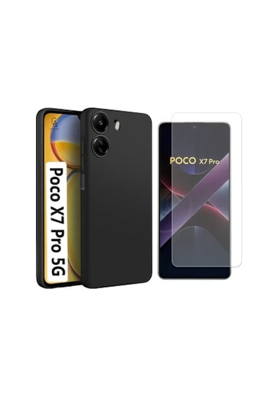 Xiaomi Poco X7 Pro Uyumlu Kılıf Esnek Silikon Telefon Kılıfı Ve Temperli Cam Ekran Koruyucu