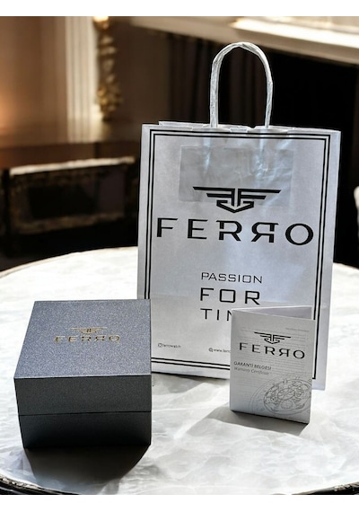 Ferro Premium İtalian Desing Çelik Kordon Nişan Ve Damat Saati 3 Atm Erkek Kol Saati Efm40136-b4 Gümüş - Altın