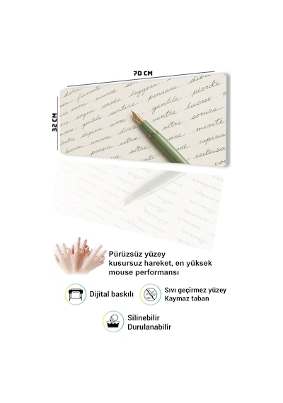 Sonictouch Klavye Mousepad 32x70cm Dikişsiz Pürüzsüz Sıvı Geçirmez Kaymaz Taban Sessiz Satırlar