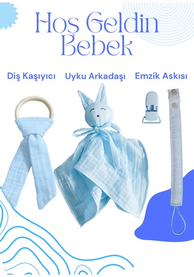 Hoş Geldin Bebek Seti 3'lü Mavi
