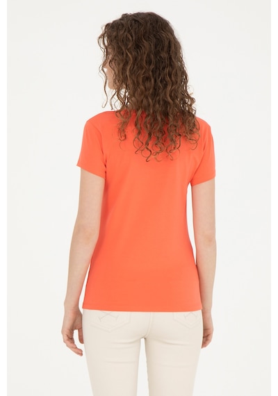 U.S. Polo Assn.  Kadın Nar Çiçeği V Yaka Basic Tişört 50280068-VR039
