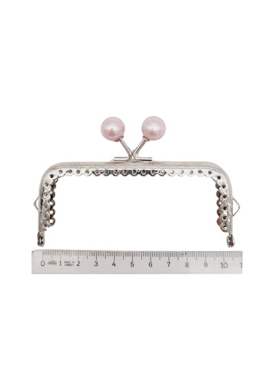 Angel Çanta Aksesuar 10.5 Cm Gümüş Metal Pudra Toplu Dikdörtgen Cüzdan Klipsi Çanta Bursu Model 2