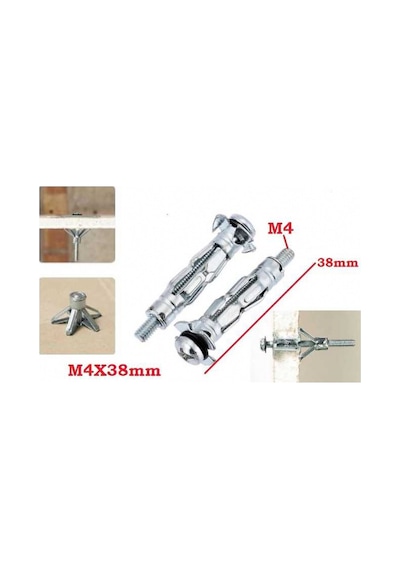 Paraşüt Tipi Çelik Alçıpan Dübeli 4 X 38 Mm 25 Adet