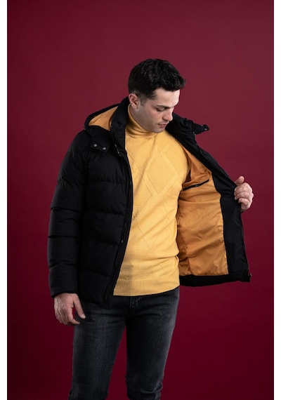 Slimfit Kapşonlu Astarlı Erkek Şişme Puffer Mont 001