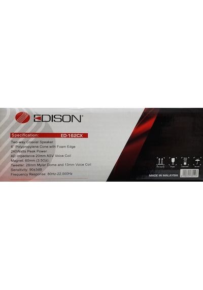 Edison Ed-162Cx 16 Cm Coaxial Çifti 480 Watt Oto Hoparlör