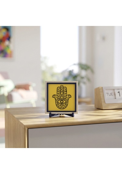 Hamsa Tasarımlı Modern Masaüstü Aksesuarı, Ev Ve Ofisinize Zarafet Katan Detay 10x10 Cm