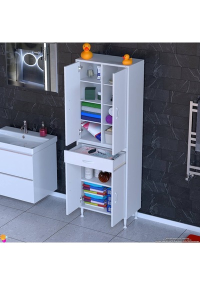 Eliusta Nexa Modüler Dolap 60 Cm Banyo/mutfak Dolabı Extra Kullanım Alanlı 60x173x32,5 Cm Beyaz Dolap Beyaz