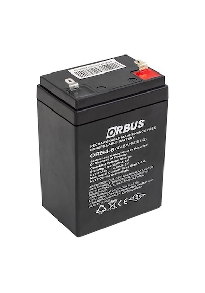 Orbus 4 Volt 8 Amper Kuru Tip Akü Orb4-8 68 45 95 Mm