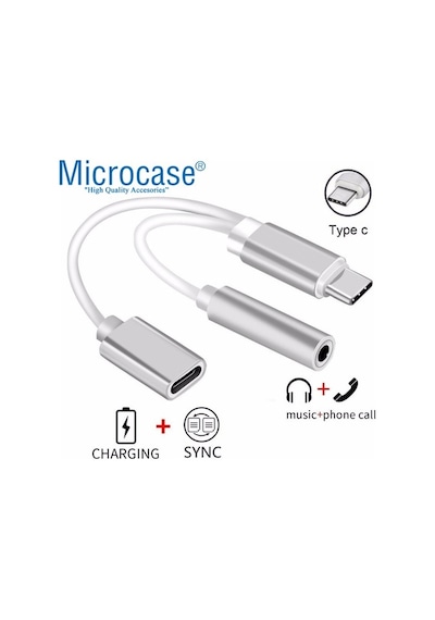 Microcase Xiaomi Mi A2 Mi 6X Type-C Usb C 2In1 Şarj + Kulaklık