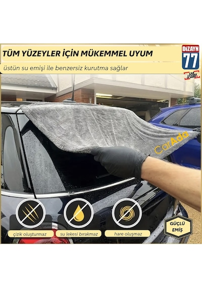 Twisted Pile Oto Kurulama Ve Temizlik Havlusu Gri/mor 1200 Gsm / 50cmx80cm