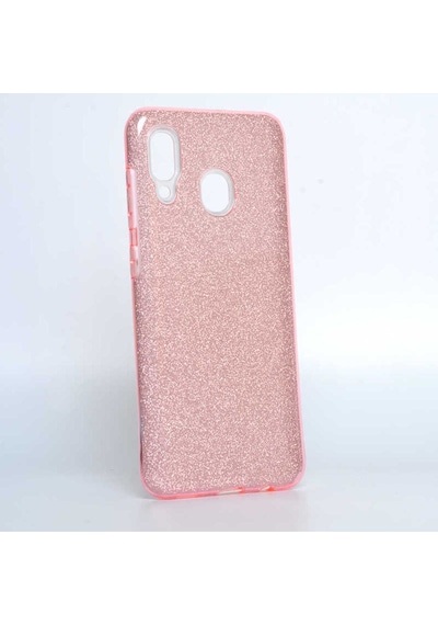 Samsung Uyumlu Galaxy A20 Kılıf Zore Shining Silikon Rose Gold