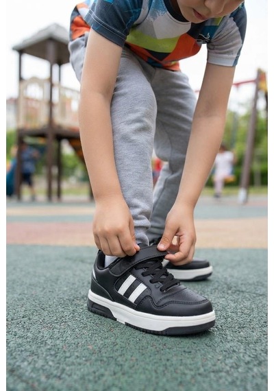 Fort Cool Foor Rahat Esnek Sneaker Erkek Çocuk Spor Ayakkabı SİYAH-BEYAZ