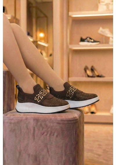 Tw Tonny White Tokyo176-1-112 Taşlı Spor Sneaker Ayakkabı Kahverengi