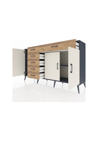 Hyperion Konsol 3 Raflı 6 Çekmeceli 3 Kapaklı 176x44x99 Antrasit- Antrasit-aytaşı/çam Hyperion Konsol 3 Raflı 6 Çekmeceli 3 Kapaklı 176x44x99 Antrasit- Antrasit-aytaşı/çam