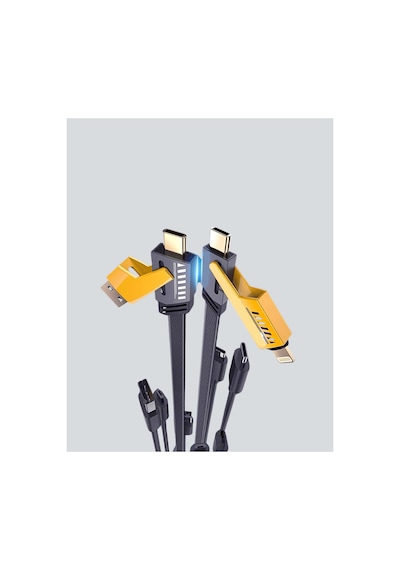 100w Usb Type - C Lightining 4 In 1 Hasır Flat Hızlı Şarj Ve Data Kablosu 1 Metre Mt2512