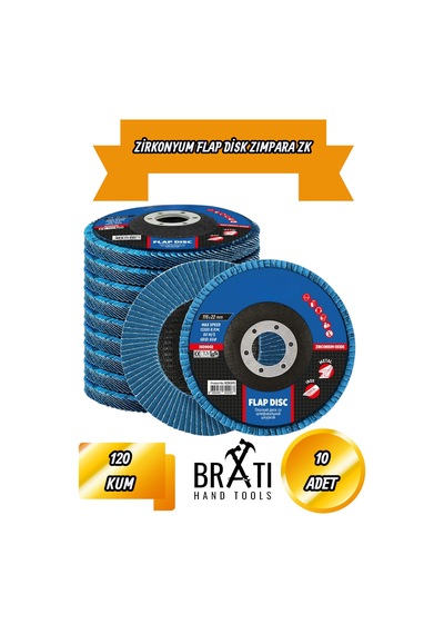 120 Kum Zirkonyum Flap Dizk Avuç İçi Taşlama Zk Flap Disk Zımpara 115 X 22 Mm 10 Adet