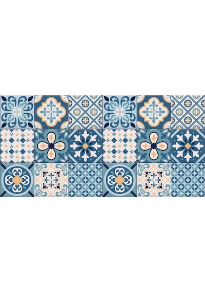 Yer Kaplama Zemin Kaplama Folyosu 65x130 Cm Mavi Fayans Desen