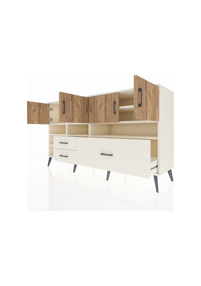 Kronos Konsol 8 Raflı 3 Çekmeceli 4 Kapaklı 176x59x99 Aytaşı-çam/ Aytaşı-çam/aytaşı