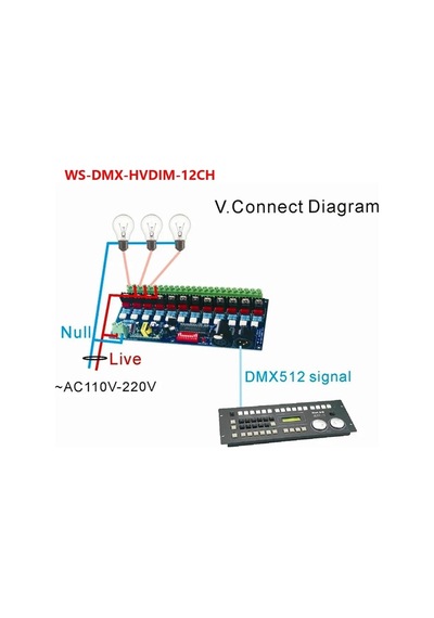 Yüksek Voltajlı 6/12 Kanallı Dmx512 Dekoder 50hz 6/12ch Dimmer Akkor Ampul Sahne Aydınlatması İçin Uygun Ac110v-220v Ws-dmx-hvdım-12ch