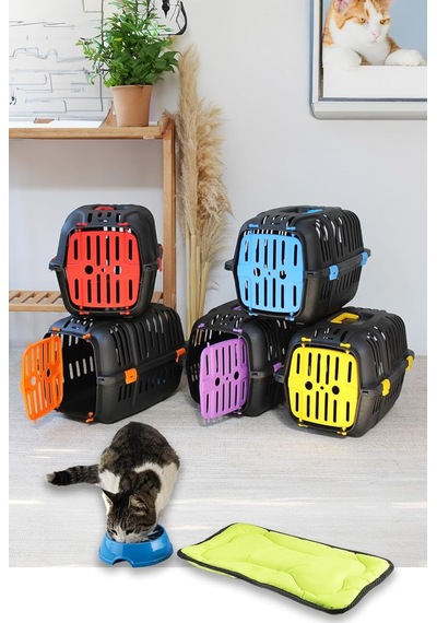 Kedi &amp Küçük Irk Köpek Taşıma Çantası Sepeti Kafesi Ön Açılır Kapılı, Hava Delikli, 6 Kg Kapasitel