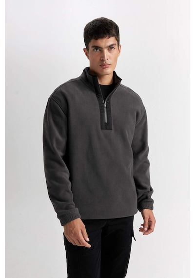 DeFacto Relax Fit Dik Yaka Fermuarlı Polar Sweatshirt D2688AX24AUAR9