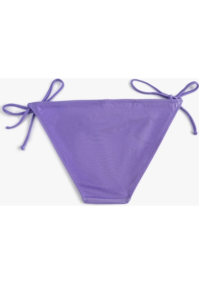 Koton Parlak Brazilian Bikini Altı Yanları Bağlama Detaylı Mor 4sak00051mm 4SAK00051MM349