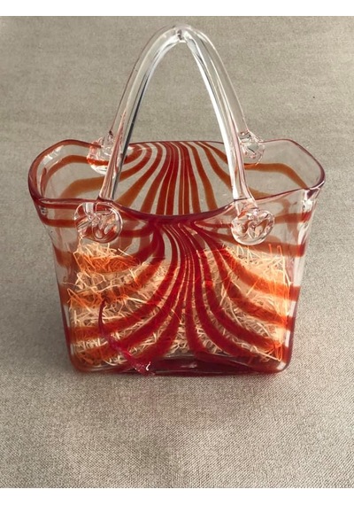 Fifth Avenue Crystal Vintage El Boyama Kırmızı Cam Vazo Çanta