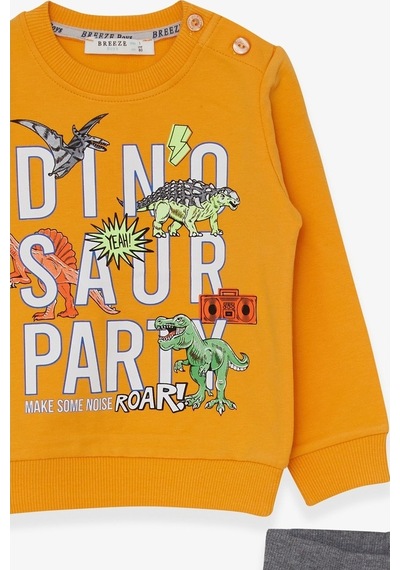Erkek Çocuk Eşofman Takımı Dinozor Baskılı Sarı (1-4 Yaş) (553858947)