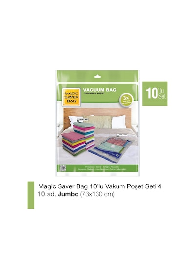 Magic Saver Bag 10'Lu Jumbo Vakumlu Poşet Seti 4