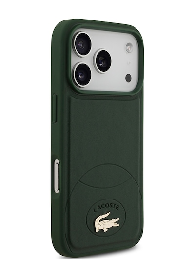 Apple Uyumlu iPhone 17 Pro Kılıf Lacoste Lisanslı M-safe Şarj Özellikli Pu Deri Metal Logolu Kapak Yeşil Yeşil