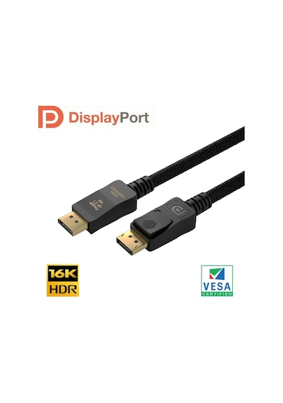 Paugge Vesa Displayport 2.1 Kablo – 16K 60Hz 8K 120Hz 4K 240Hz - 1.2 M