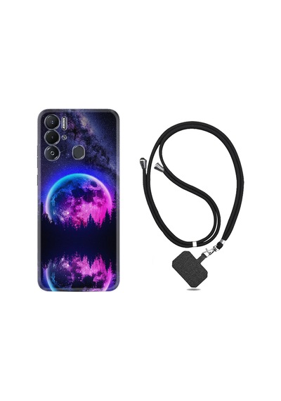 Tecno Pova Neo Kılıf İpli Boyun Askılı Desenli Silikon Star Planet 1652