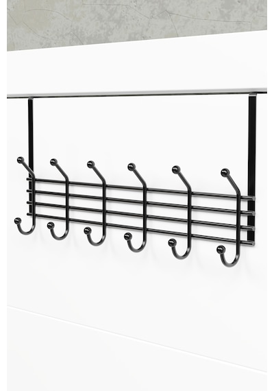 Duvar Elbise Askılığı Kapı Arkası Askılık Portmanto Organizer Askı Metal Siyah