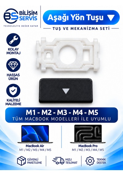 Apple Uyumlu Macbook Pro & Air M1-m2-m3-m4-m5 Aşşağı Yön Tuşu Ve Mekanizma Seti