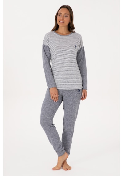 U.s. Polo Assn. Kadın Gri Melanj Pijama Takım 50318875-vr086 Gri Melanj