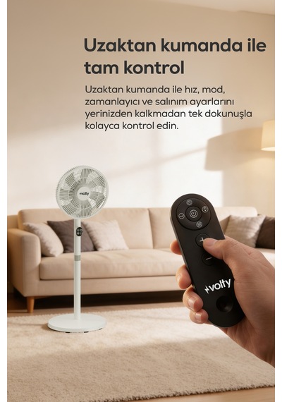 Ayaklı Vantilatör 23w, 24 Kademe, Kumandalı, Otomatik Salınım, Boy Ayarlı V0402102