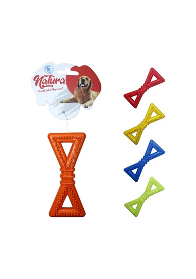 Natura 12.5 CM Plastik Üçgen Kemik Köpek Oyuncağı Çok Renkli