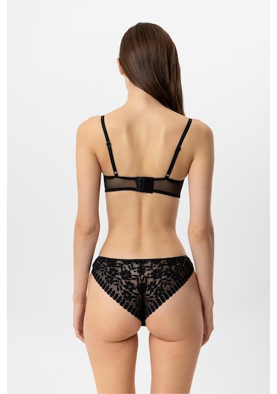 Pierre Cardin Lingerie Kadın Milan Push Up Dantelli Sütyen Tanga Takım Siyah