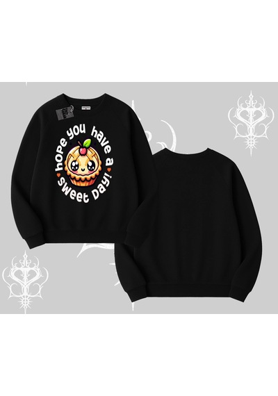 Startmore Sweet Day Cupcake Baskılı Biskilet Sweatshirt Siyah