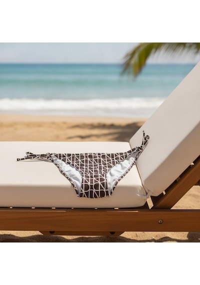 Bonbon Kadın Plaj Giyim Kahverengi Desenli İpli Bikini Alt Bb2582 Çok Renkli