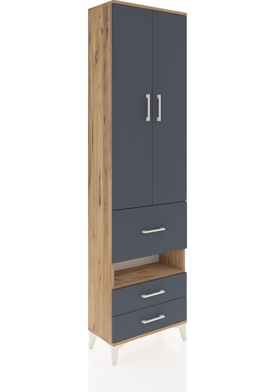 Arges Dolap 3 Raflı 3 Çekmeceli Tek Askılı 60x30x221 Çam-antr... Çam