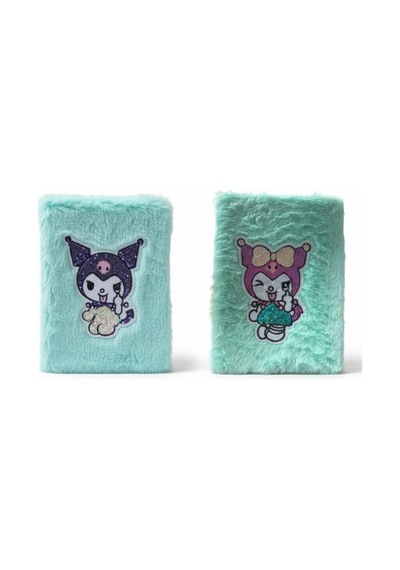 Kuromi Peluş Pullu Kapaklı Çizgili Not Defteri Çok Renkli