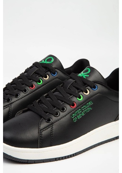 Benetton Minimalist Günlük Kadın Sneaker - Rahat Ve Şık Siyah - Beyaz