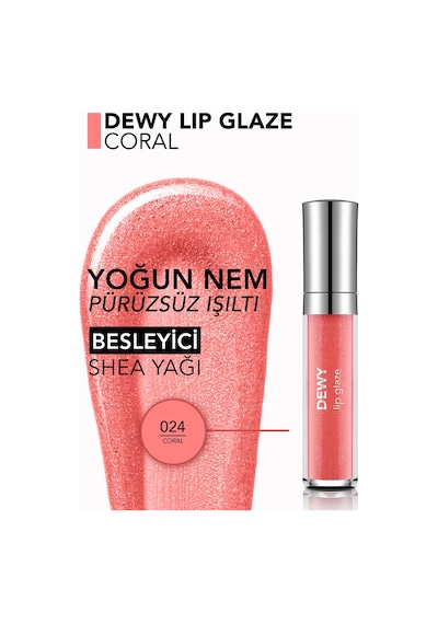 Flormar Besleyici Dudak Parlatıcısı - Dewy Lip Glaze - 024 Coral-8682536069441