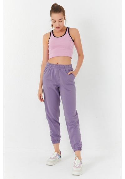 Tommy Life Pembe Basic Sıfır Kol Dar Kalıp U Yaka Kadın Crop Top Atlet - 97162 Pembe