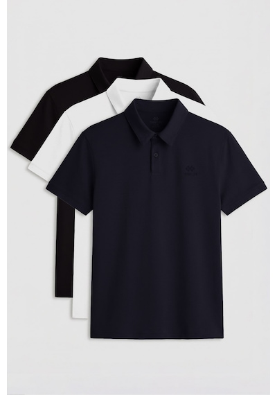 Tommylife Standart Fit Basic Polo Yaka 3lü Paket Siyah-beyaz-lacivert Erkek T-shirt 87748 Siyah-beyaz-lacivert