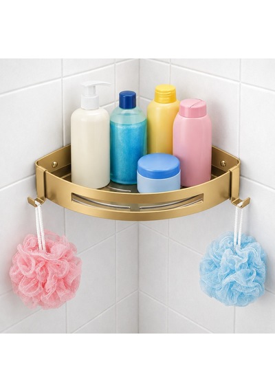Fause Banyo Köşe Rafı 304 Paslanmaz Çelik 23x23 Cm Mat Altın Kbk100-bg Mat Altın