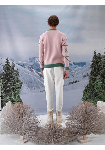 Xint Pembe Regular Fit Bisiklet Yaka Yünlü Kazak 801821