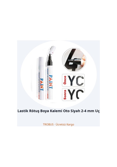 Trobus Lastik Rötuş Boya Kalemi Oto Siyah 2-4 Mm Uç
