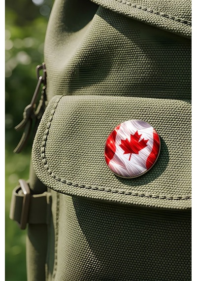 Kanada Canada Abstract Ülke Bayraklı Buton Rozet - 44 MM 5 Adet Çok Renkli